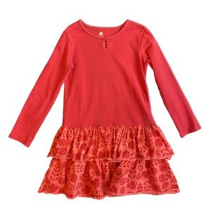 Tea Collection girls pink dress. Long sleeves. 100% cotton. Size 6.